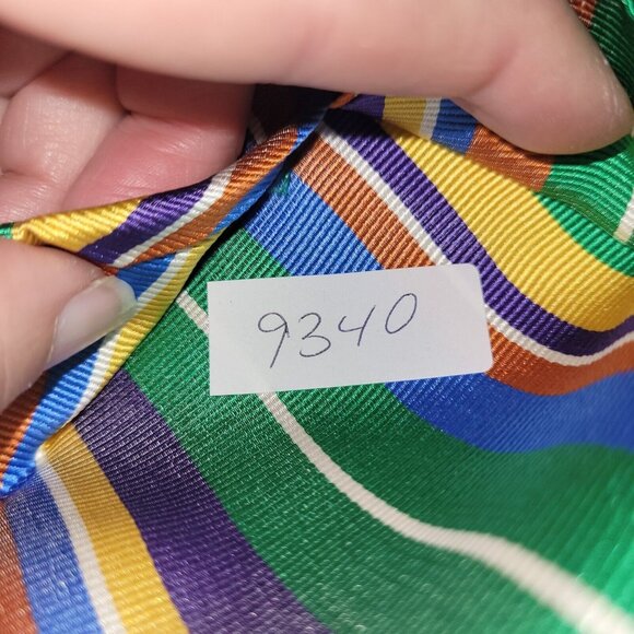 Krimson By Kwame Tie Mens Repp‎ Bright Striped Silk Necktie Office Preppy XLong - Picture 8 of 8